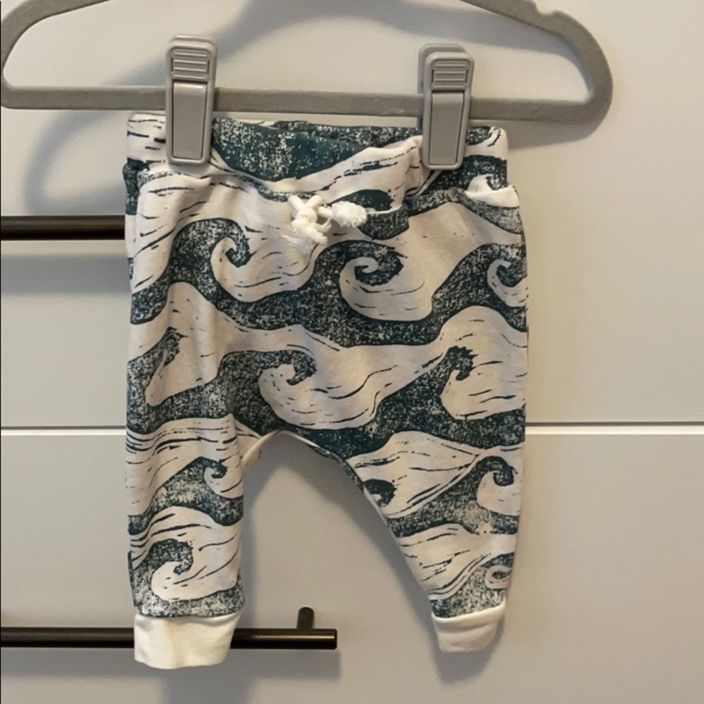 Waves baby harem pants 0-3 mo handmade organic